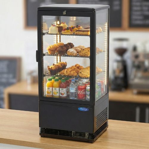 Gastro Tortenvitrine- Kühlvitrine - 78 liter - 43 cm - Schwarz