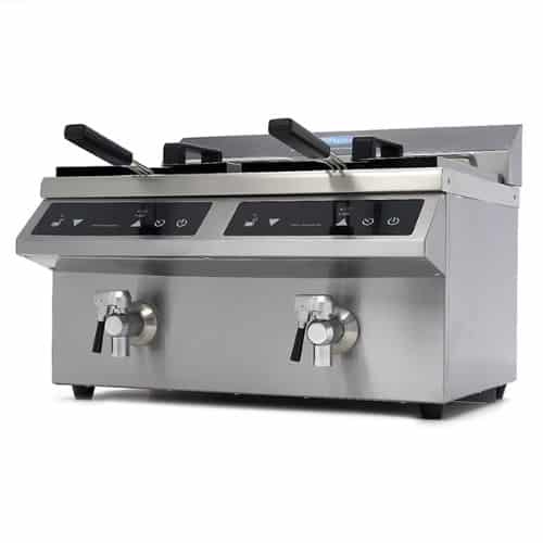Gastro Fritteuse - 2 x 8 l - 2 Körbe - mit Ablasshahn - Induktion | Maxima 09371095