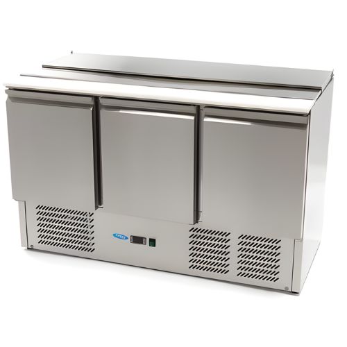 Gastro Saladette 400 liter - 137 cm - 3 Türen - inkl. Schneidebrett - Maxima 09400415