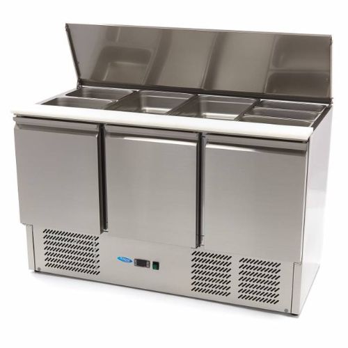 Gastro Saladette 400 liter - 137 cm - 3 Türen - inkl. Schneidebrett - Maxima 09400415