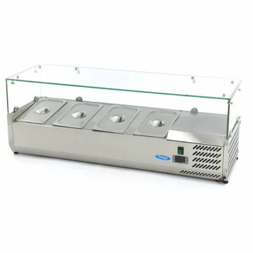 Gastro Aufsatzkuehlvitrine 120 cm fuer 4 x 1 3 GN Edelstahl Maxima 09400320
