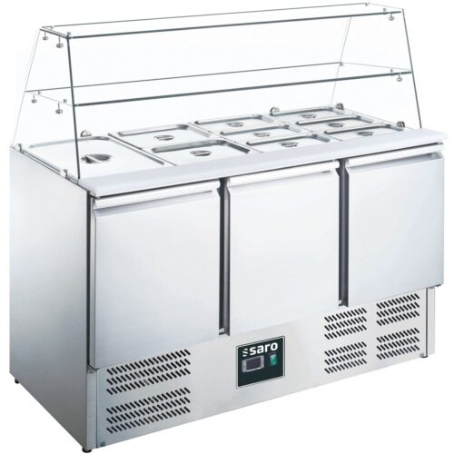 Saladette, 3 Türen, Glasaufsatz, Modell ES 903 G | SARO 465-1090