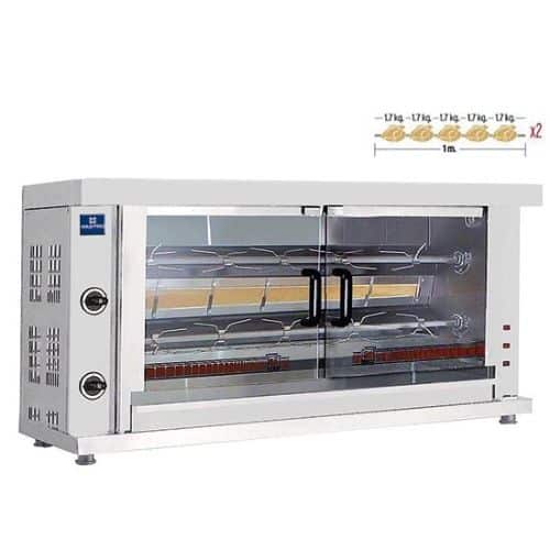Gasskyllinggrill med belysning, 2 spidd for 8-10 kyllinger | HORECAEU | GHXWECA | GH-AJD0040 | 192795