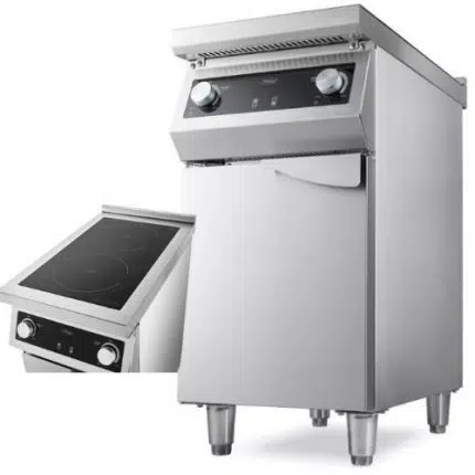 Gastro Induktionsherd - 2 Brenner - 70 cm Tief - mit Ständer | Maxima 09371012 - 09371012