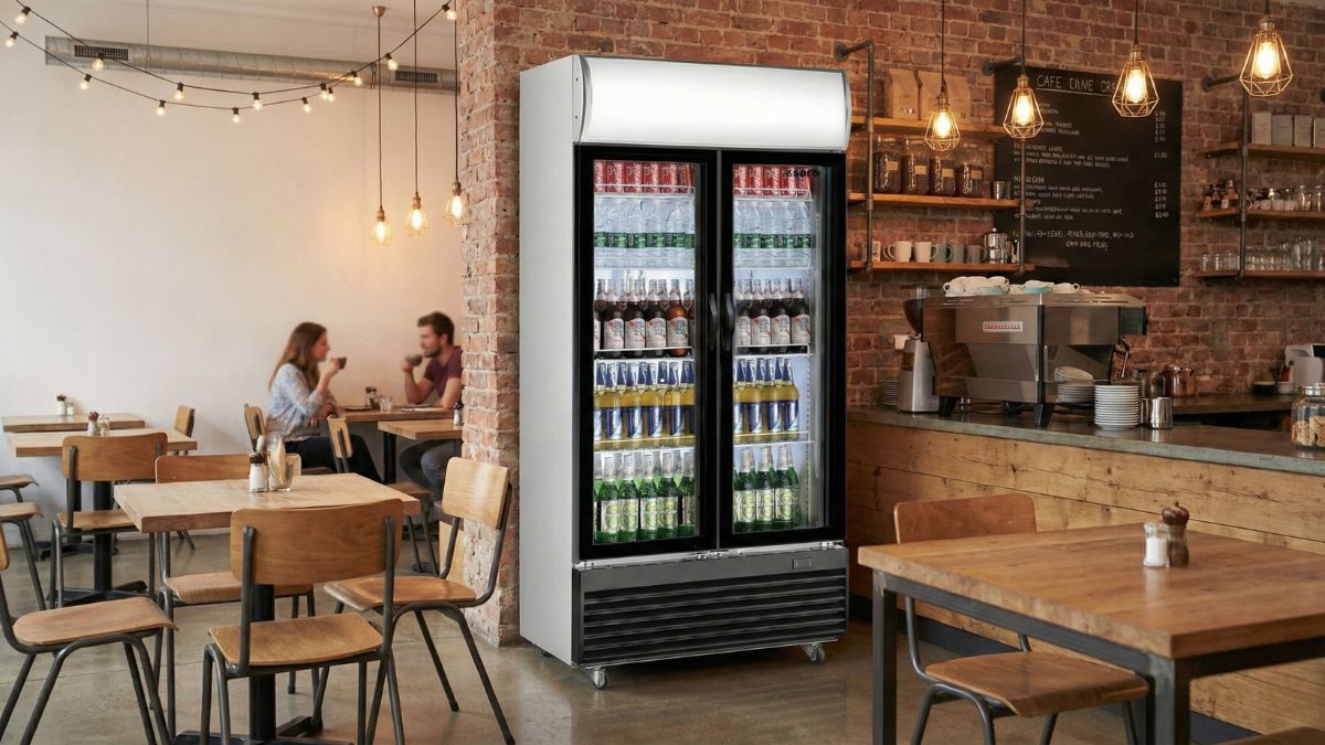 Getränkekühlschrank mit Glastür Banner