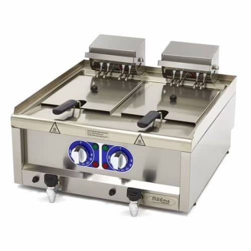 Gastro Fritteuse - 2 x 10 l - 2 Körbe - mit Ablasshahn - 400 V | Maxima 09391650