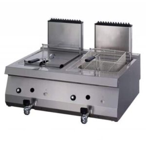 Maxima Gastro Gas Fritteuse - 2 x 12 liter - 2 x 10 kW - Doppeleinheit - 70 cm Tief - mit Ablasshahn - 09395003 - 09395003