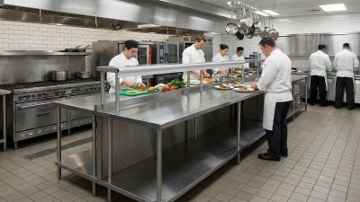 Edelstahl Arbeitstisch für Großküchen