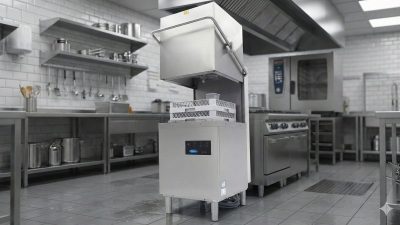 Dampfgeschirrspülern in Großküchen