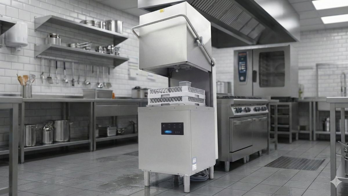 Dampfgeschirrspülern in Großküchen