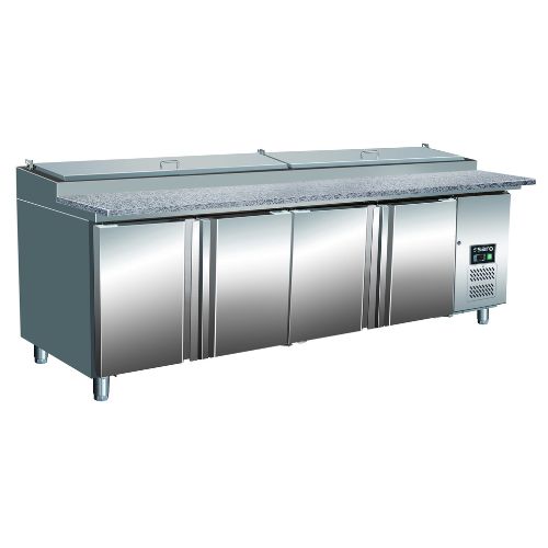 Saro Pizzatisch mit Kühlgestell 1/3 GN - Granitarbeitsplatte - SH 2500 - B2505xT850xH890-950/1080mm - 323-1125 - 323-1125