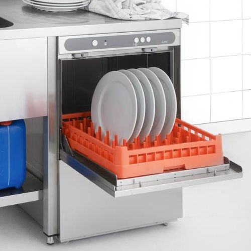 Geschirrspülmaschine ECO 50x50 cm Korbmaß, mit Reiniger- & Klarspüldosierer, mit Ablaufpumpe, Made in Europe, 230 Volt | GastroHero GH-ECOLINE-GSM50SL