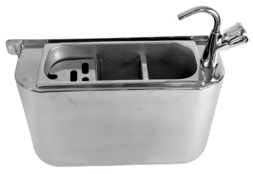 SINK FOR ICE CREAM SCOOP WITH WATER TAP 410X120X270 WITH WATER DRAIN HOLE, WATER CONNECTION AND OVERFLOW PIPE 7108.0025 - 7108.0025