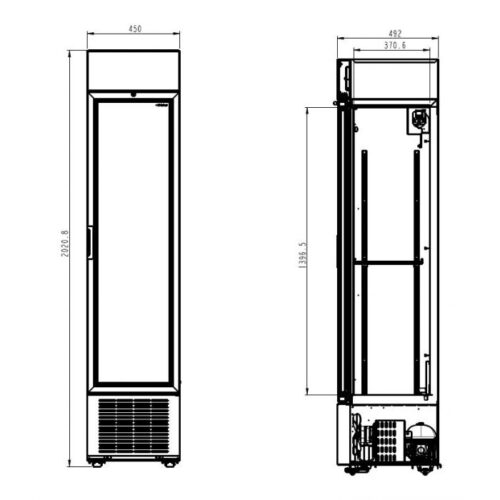 Kühlschrank 1 Glastür SCHWARZ 232 Liter | Combisteel 7464.0200