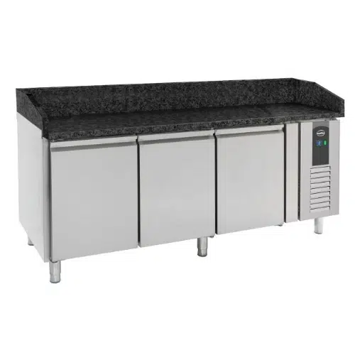Combisteel Pizzatisch 3 Türen Schwarze - Granit Arbeitsplatte - B2025xT800xH1000mm - 7950.0054 - 7950.0054