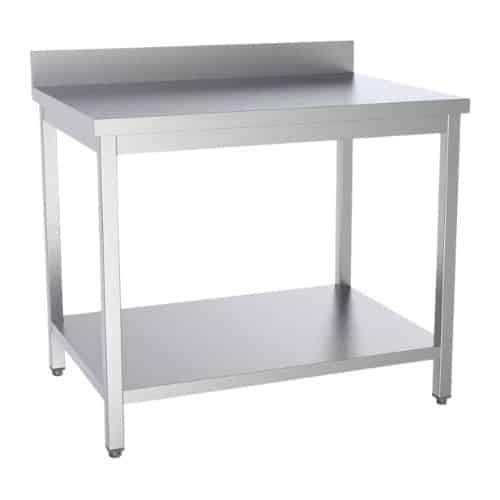 Rustfri benk med underhylle og rygg 700 | Flattpakke | 2000xD700xH850 | CombiSteel 7333.0116