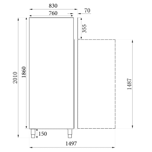 Kjøleskap rustfri med glassdør | 597 liter | B740xD830xH2010mm | Combisteel 7450.0152