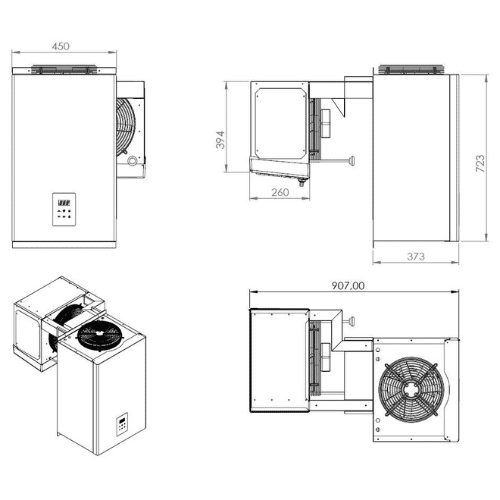 Fryserom aggregat | 4,1-6,5 m³ | 230V | B450xD907xH723mm | Combisteel 7489.0430