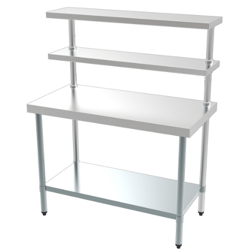 Rustfri arbeidsbord med overhylle | B1200xD600xH1500mm | Combisteel 7490.0100