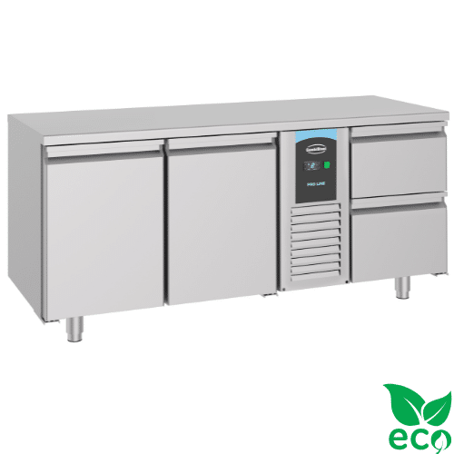 Kjølebenk 2dører + 2 skuffer | 474 liter | ENERGY LINE | B1785xD700xH850mm | Combisteel 7489.5355
