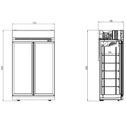 Kjøleskap med glassdør | 1000 liter | B1253xD710xH2092mm | Combisteel INS-1000R | 7455.2400