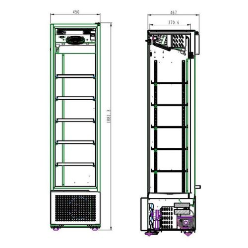Kühlschrank Glastür einzeln SCHWARZ 221 Liter | Combisteel 7464.0205