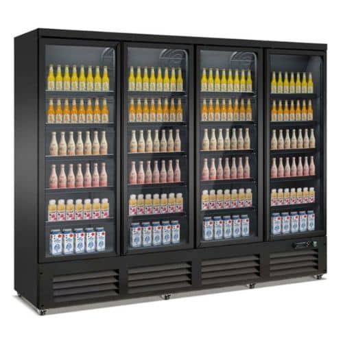 KÜHLSCHRANK 4 GLASTÜREN SCHWARZ CEB-2000R BL *TRANSPORT AUF ANFRAGE* 7526.0115
