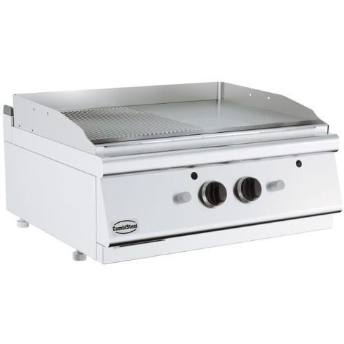 Gastro Grillplatte 7.2 kW - 400 V - Chrom/Gerillt - BASE 700 - Combisteel 7178.0272