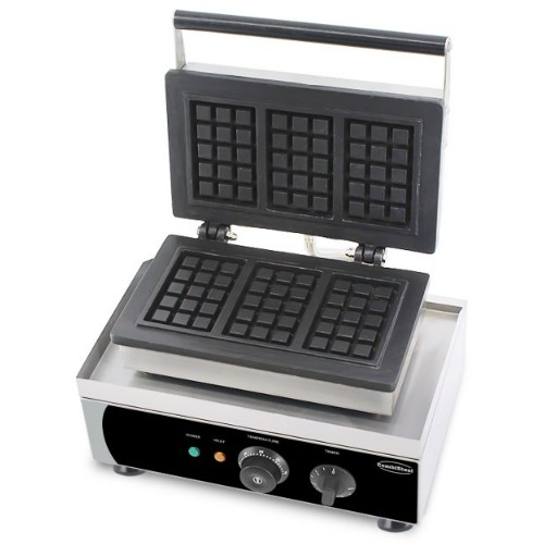 Teflonbeschichtete Backplatten aus Aluminiumguss fuer drei belgische Waffeln Combisteel