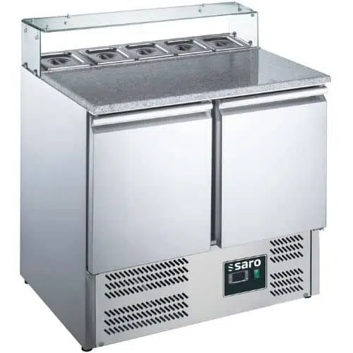 Saro Pizzatisch, 2 Türen, Glasaufsatz, Modell EPS 900G - B900xT700xH861/1086mm - 465-1060 - 465-1060