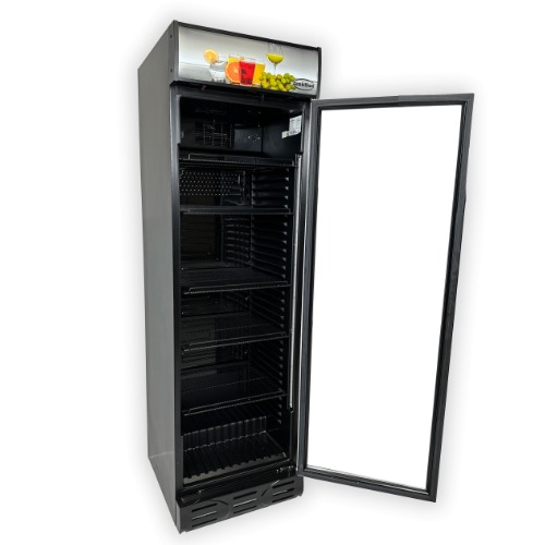 CombiSteel Gastro Kühlschrank 382 liter - 1 glastür schwarz - 7464.0090