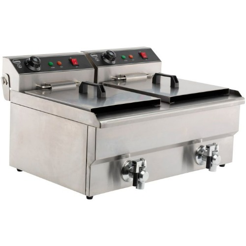 Combisteel Gastro Elektro Tischfritteuse 2x8 Liter – 2x3.3 kW – mit Ablasshahn – 7455.1005 - 7455.1005