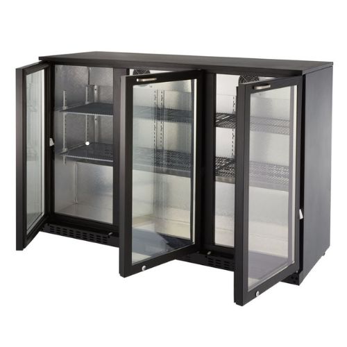 Barkühlschrank ECO 350 mit Klapptüren schwarz, LED Beleuchtung, unterbaubar | GastroHero GH-BKS-350KT