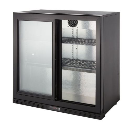 Barkühlschrank ECO 230 mit Schiebetüren schwarz, LED Beleuchtung, unterbaubar | GastroHero GH-BKS-230ST Barkühlschrank ECO 230 mit Schiebetüren schwarz, LED Beleuchtung, unterbaubar | GastroHero GH-BKS-230ST