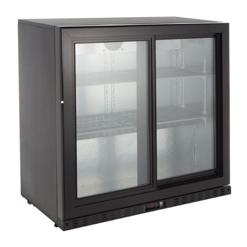 Barkühlschrank ECO 230 mit Schiebetüren schwarz, LED Beleuchtung, unterbaubar | GastroHero GH-BKS-230ST Barkühlschrank ECO 230 mit Schiebetüren schwarz, LED Beleuchtung, unterbaubar | GastroHero GH-BKS-230ST