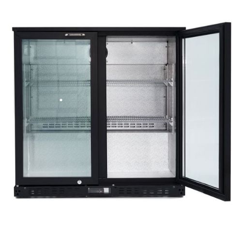 Barkühlschrank ECO 230 mit Klapptüren schwarz, LED Beleuchtung, unterbaubar | GastroHero GH-BKS-230KT