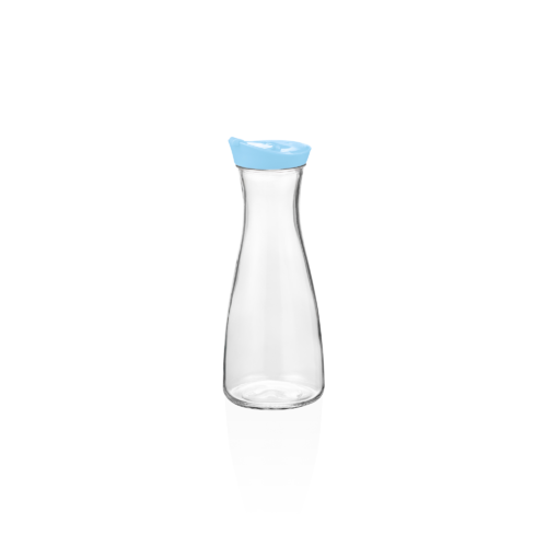 Karaffe mit blauem Deckel, 1,0 ltr., Ø 10 cm, Kunststoff, Glas - 1781102 - 1781102