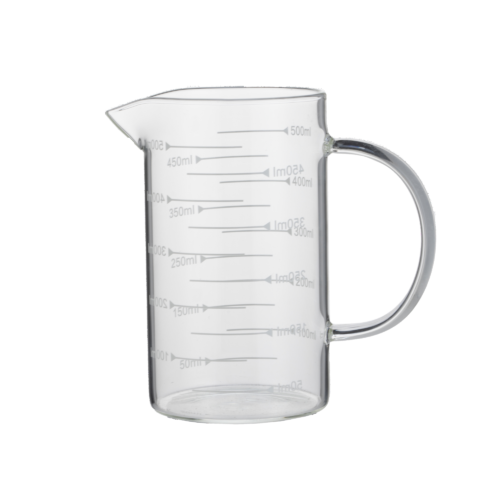 Messbecher, Ø 8 cm, 0,5 ltr., mit 50 ml Skalierung, Borosilikatglas - 1821050 - 1821050