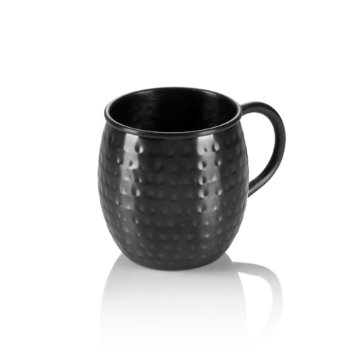 Moscow Mule Set, 0,45 ltr., Ø 8,5 cm, Höhe 10 cm, schwarz, gehämmert, Set á 2 Stück, Chromnickelstahl, PVD Beschichtung - 2033145 - 2033145