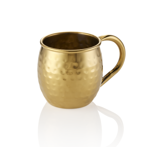 Moscow Mule Set, 0,45 ltr., Ø 8,5 cm, Höhe 10 cm, titanium gold, gehämmert, Set á 2 Stück, Chromnickelstahl, PVD Beschichtung - 2033435 - 2033435