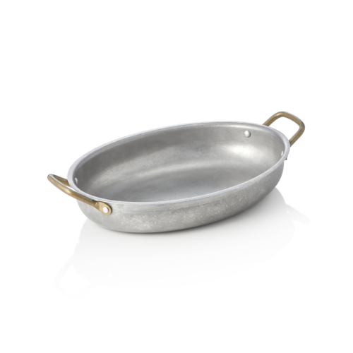 Servierpfanne STEEL & STYLE VINTAGE, mit 2 Messinggriffen, 26 x 20 x 4 cm, 1 ltr., Chromnickelstahl - 2040026 - 2040026