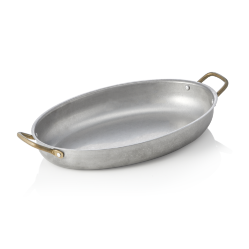 Servierpfanne STEEL & STYLE VINTAGE, mit 2 Messinggriffen, 31 x 22 x 4,5 cm, 1,4 ltr., Chromnickelstahl - 2040031 - 2040031