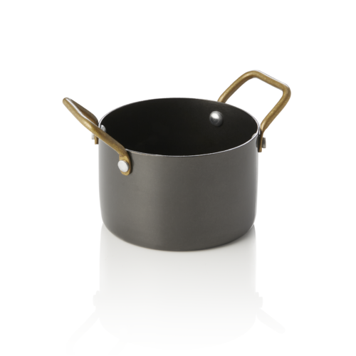 Serviertopf STEEL & STYLE, mit 2 Messinggriffen, 310 ml, Ø 9 cm, schwarz, Messing, PVD, Chromnickelstahl - 2046109 - 2046109