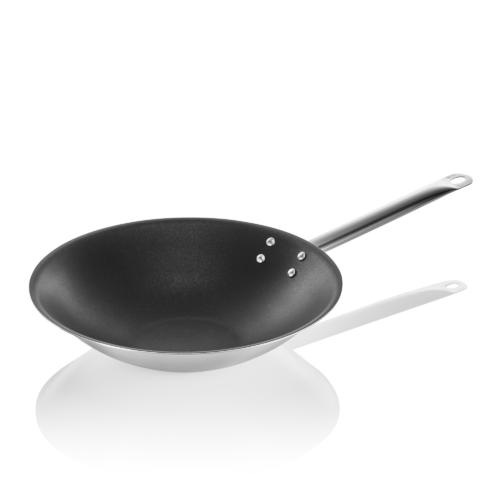 Wok mit Antihaftbeschichtung und abgeflachtem Boden, Ø 38 cm, Chromnickelstahl 18/10 - 2273380 - 2273380