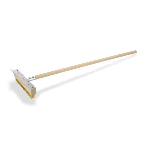 Reinigungsbürste mit Schaber, 105 cm, mit Messingborsten 3 cm, Holz, Messing - 2295950 - 2295950