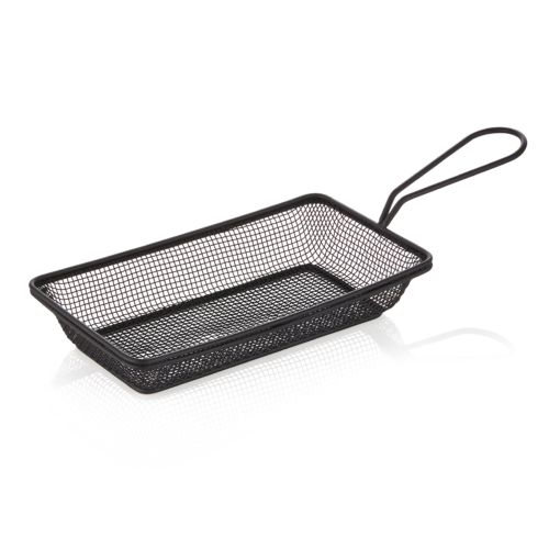Servier- und Frittierkorb, 22 x 12,5 x 4 cm, schwarz pulverbeschichtet, Chromnickelstahl - 4020122 - 4020122