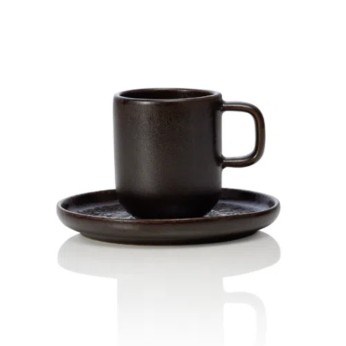 Espresso- und Untertasse Set ROCKZZERO, 90 ml, metallic brown, Set á 6 Stück, Steinzeug - 452004009 - 452004009