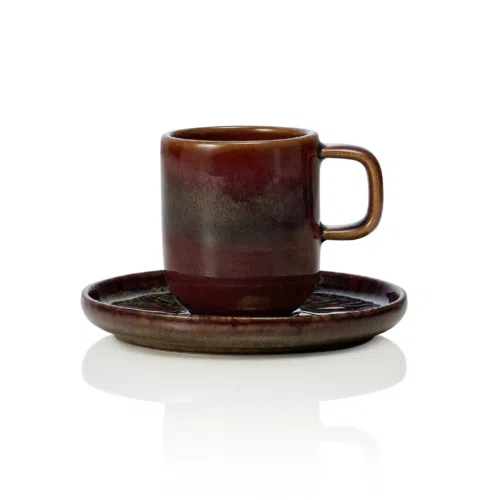 Espresso- und Untertasse Set ROCKZZERO, 90 ml, amazonas, Set á 6 Stück, Steinzeug - 452104009 - 452104009