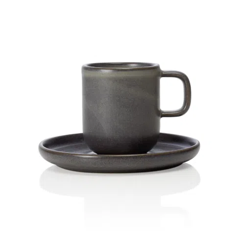 Espresso- und Untertasse Set ROCKZZERO, 90 ml, stone grey, Set á 6 Stück, Steinzeug - 452204009 - 452204009