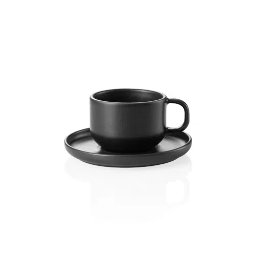 Ober- und Untertasse Set ROCKZZERO, 220 ml, midnight, Set á 6 Stück, Steinzeug - 452505027 - 452505027
